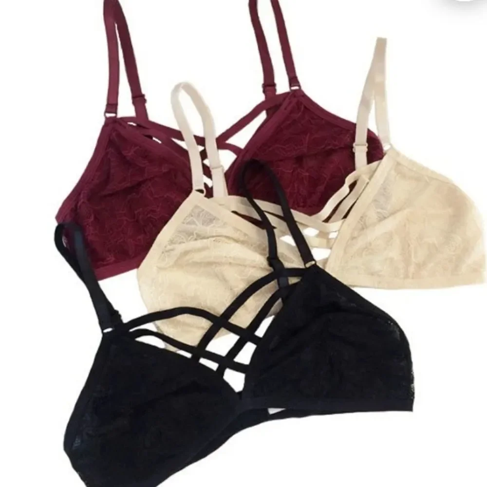 Women's Lace Wine Cross-Over Bralette Size Small
